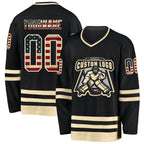 Custom Black Vintage USA Flag-Cream Hockey Jersey photo 2