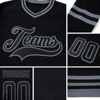 Custom Black Steel Gray Hockey Jersey detail