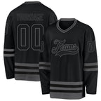 Custom Black Steel Gray Hockey Jersey photo 1