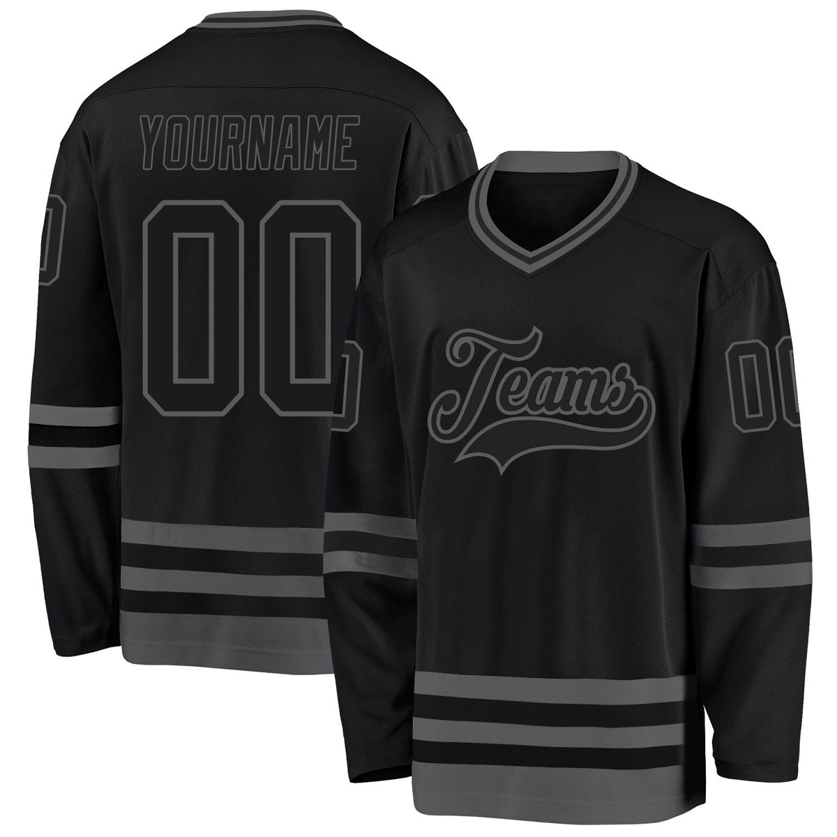 Custom Black Steel Gray Hockey Jersey photo 1