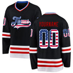 Custom Black USA Flag Royal-Red Hockey Jersey