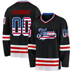 Custom Black USA Flag Royal-Red Hockey Jersey photo 1