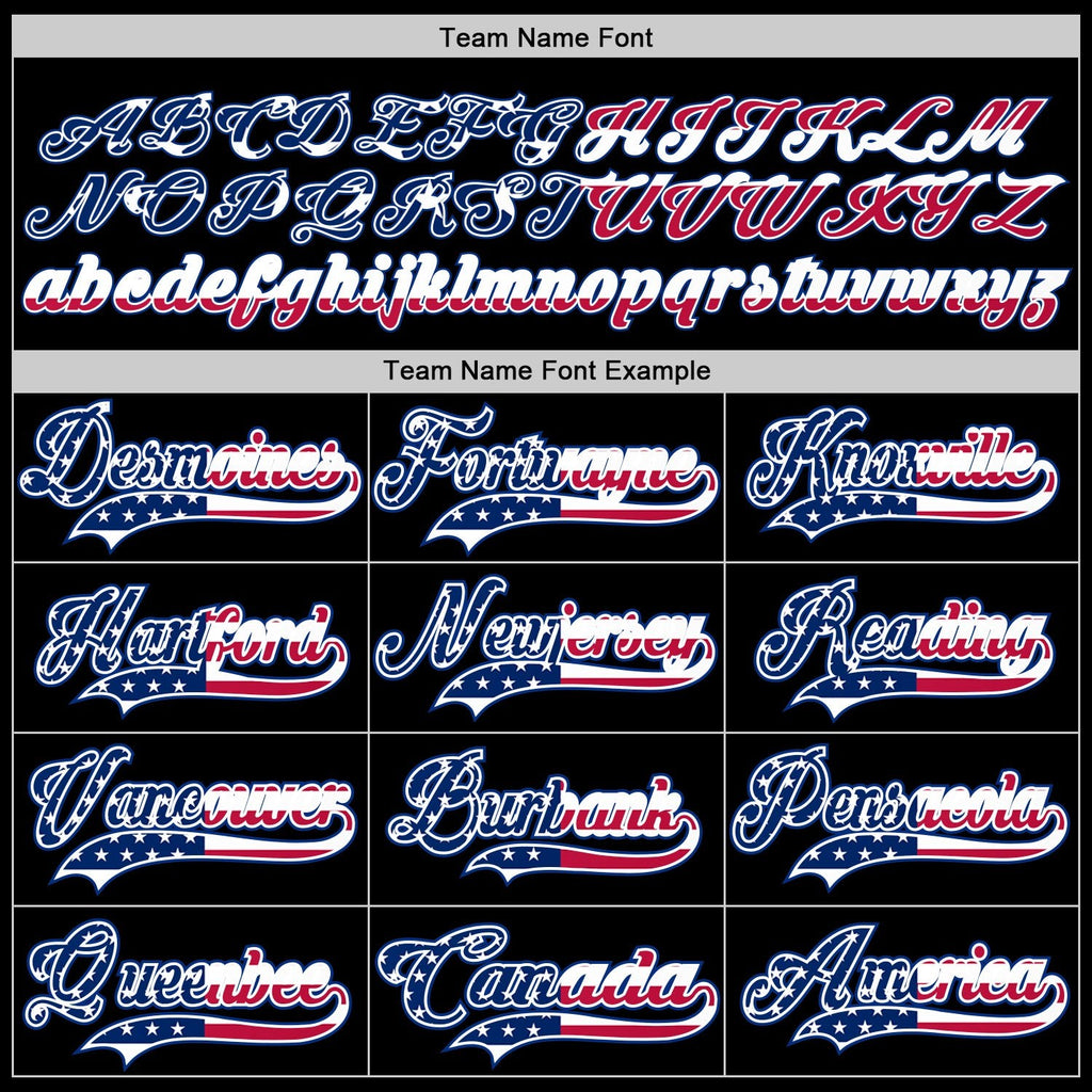 Custom Black USA Flag Royal-Red Hockey Jersey photo 3