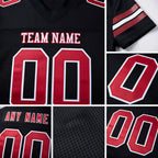 Custom Black Crimson-White Mesh Authentic Football Jersey detail