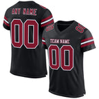 Custom Black Crimson-White Mesh Authentic Football Jersey photo 1