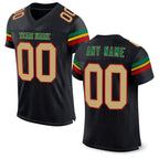 Custom Black Gold Red-Kelly Green Mesh Authentic Football Jersey