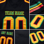 Custom Black Gold Red-Kelly Green Mesh Authentic Football Jersey detail
