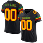 Custom Black Gold Red-Kelly Green Mesh Authentic Football Jersey photo 1