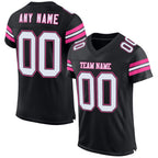 Custom Black White-Pink Mesh Authentic Football Jersey photo 1