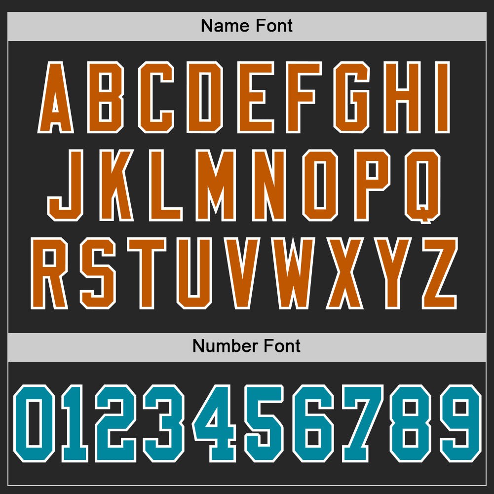 Custom Black Teal-Texas Orange Mesh Authentic Football Jersey photo 3