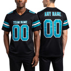 Custom Black Aqua-White Mesh Authentic Football Jersey worn front and back