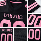 Custom Black Light Pink Mesh Authentic Football Jersey detail