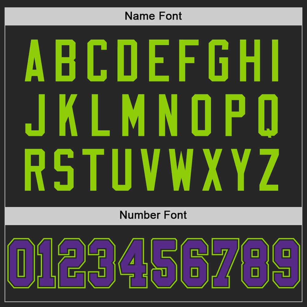 Custom Black Purple-Neon Green Mesh Authentic Football Jersey photo 3