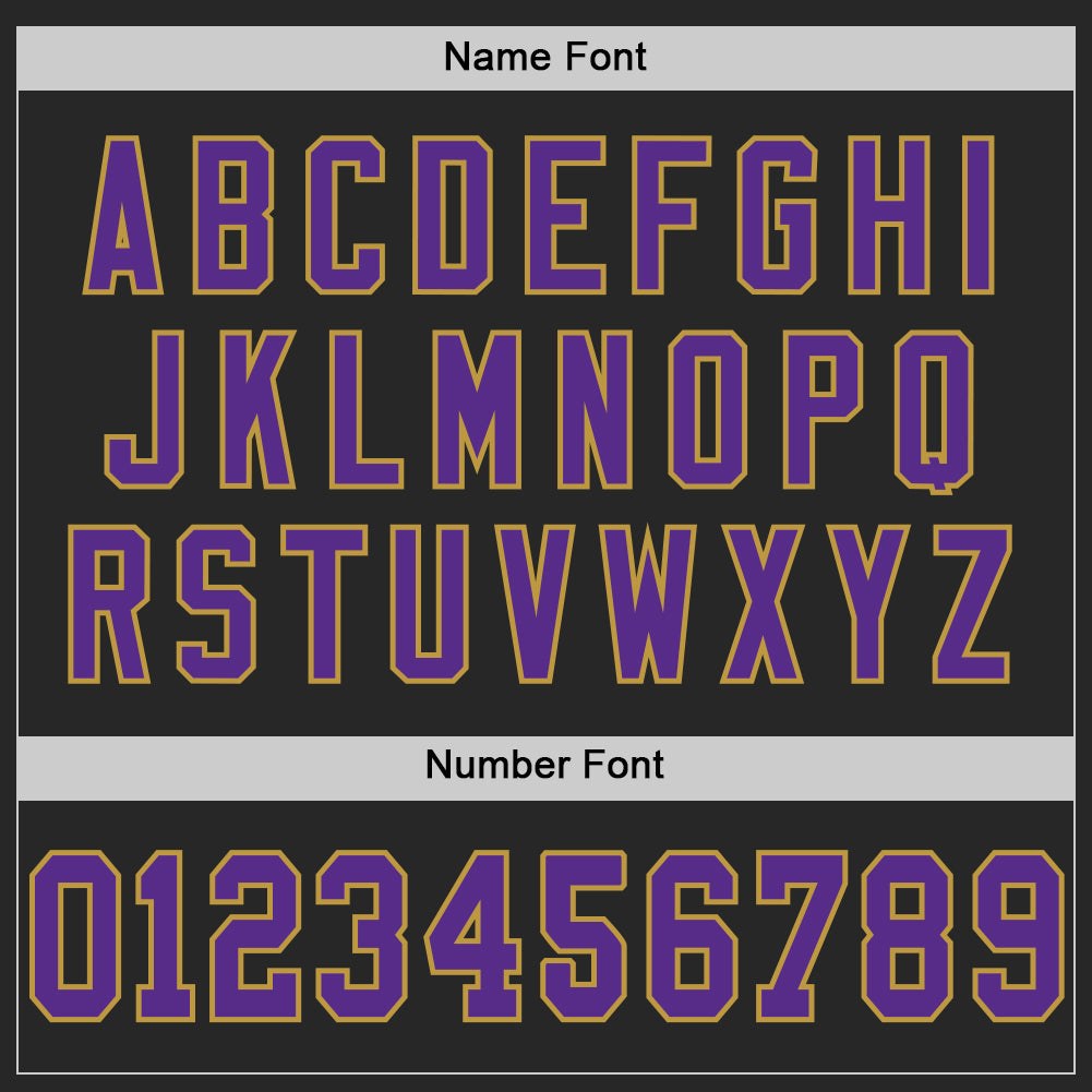 Custom Black Purple-Old Gold Mesh Authentic Football Jersey photo 3