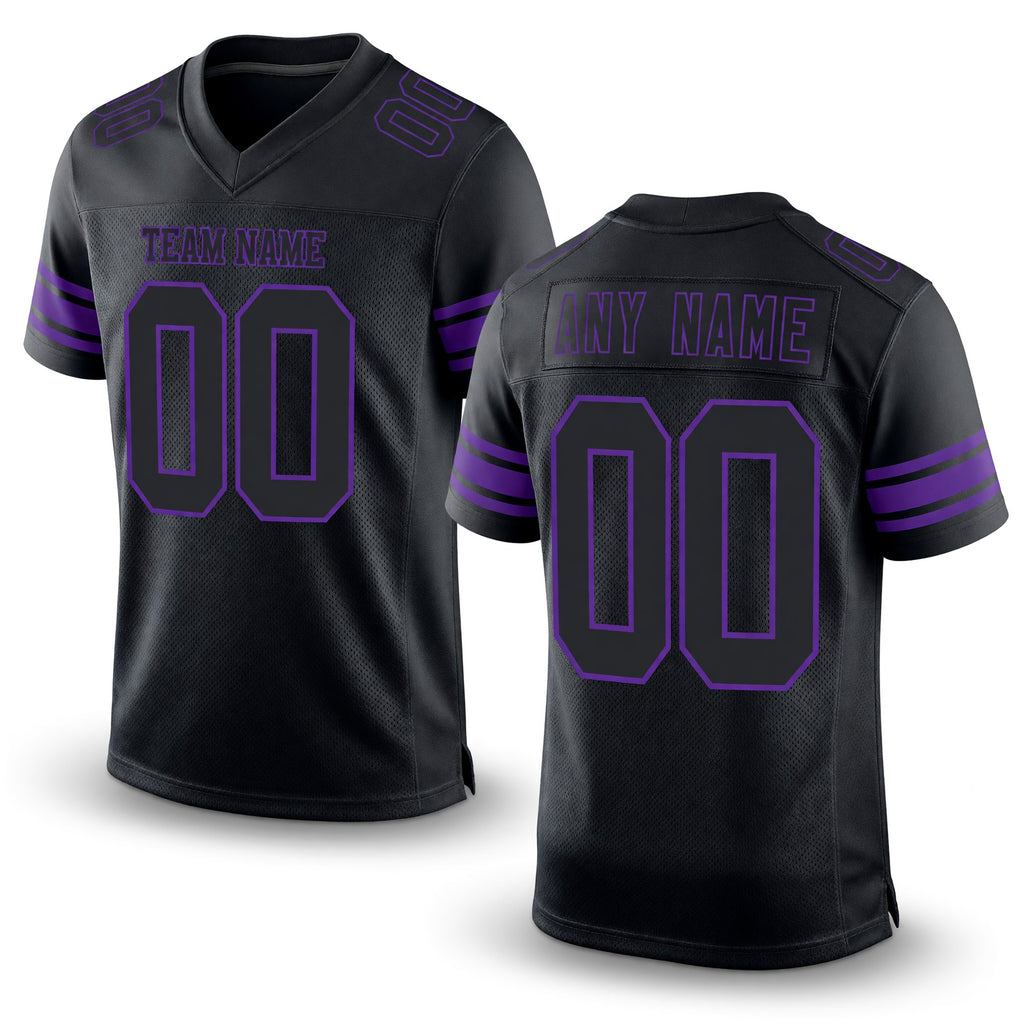 Custom Black Purple Mesh Authentic Football Jersey