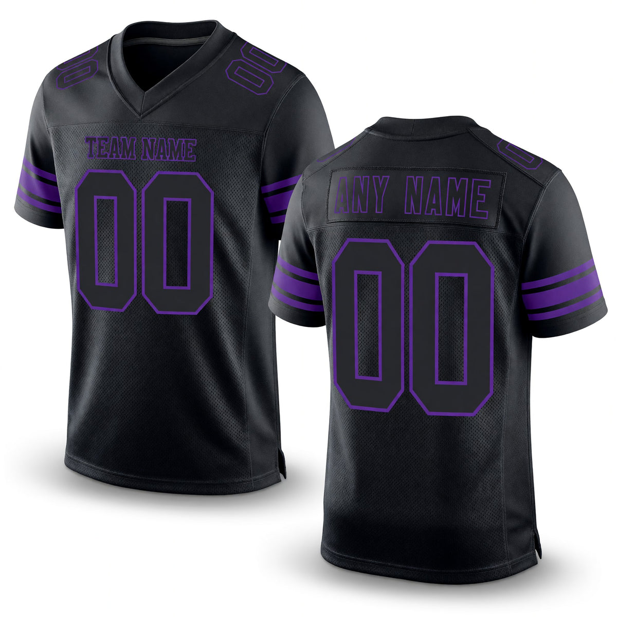 Custom Black Purple Mesh Authentic Football Jersey