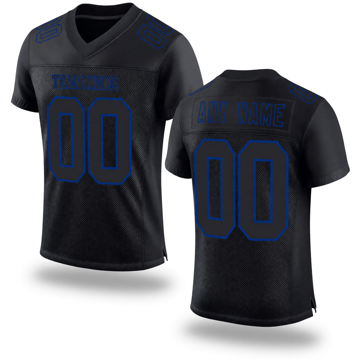 Custom Black Royal Mesh Authentic Football Jersey