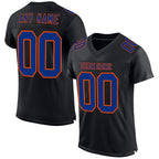 Custom Black Royal-Orange Mesh Authentic Football Jersey photo 1