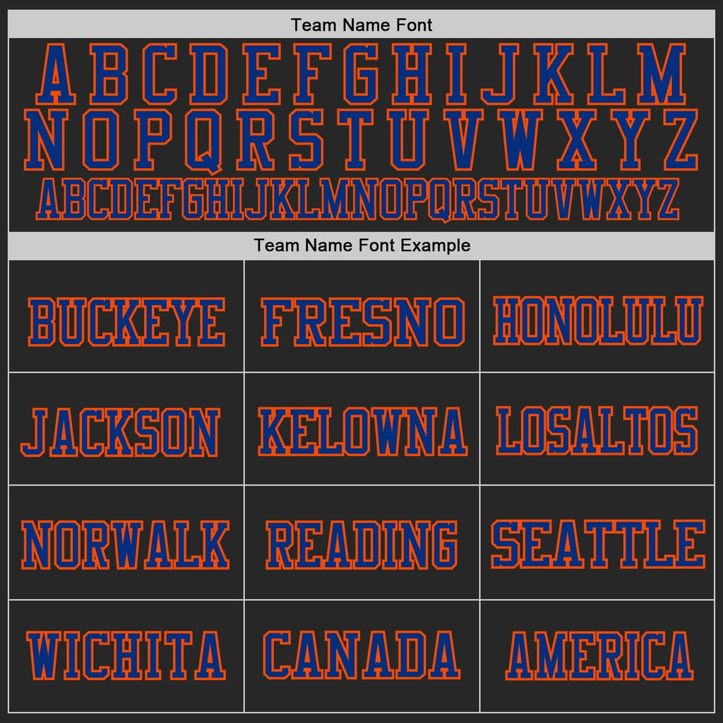 Custom Black Royal-Orange Mesh Authentic Football Jersey photo 2