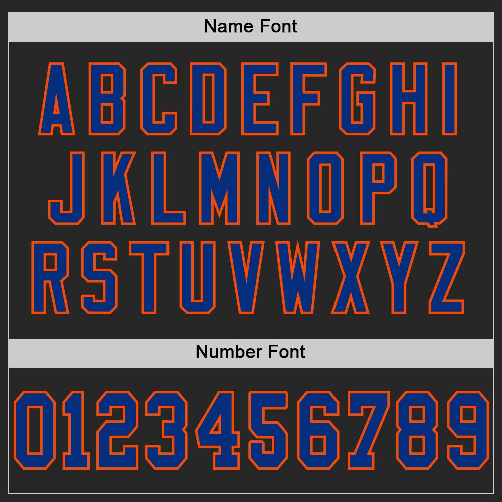Custom Black Royal-Orange Mesh Authentic Football Jersey photo 3