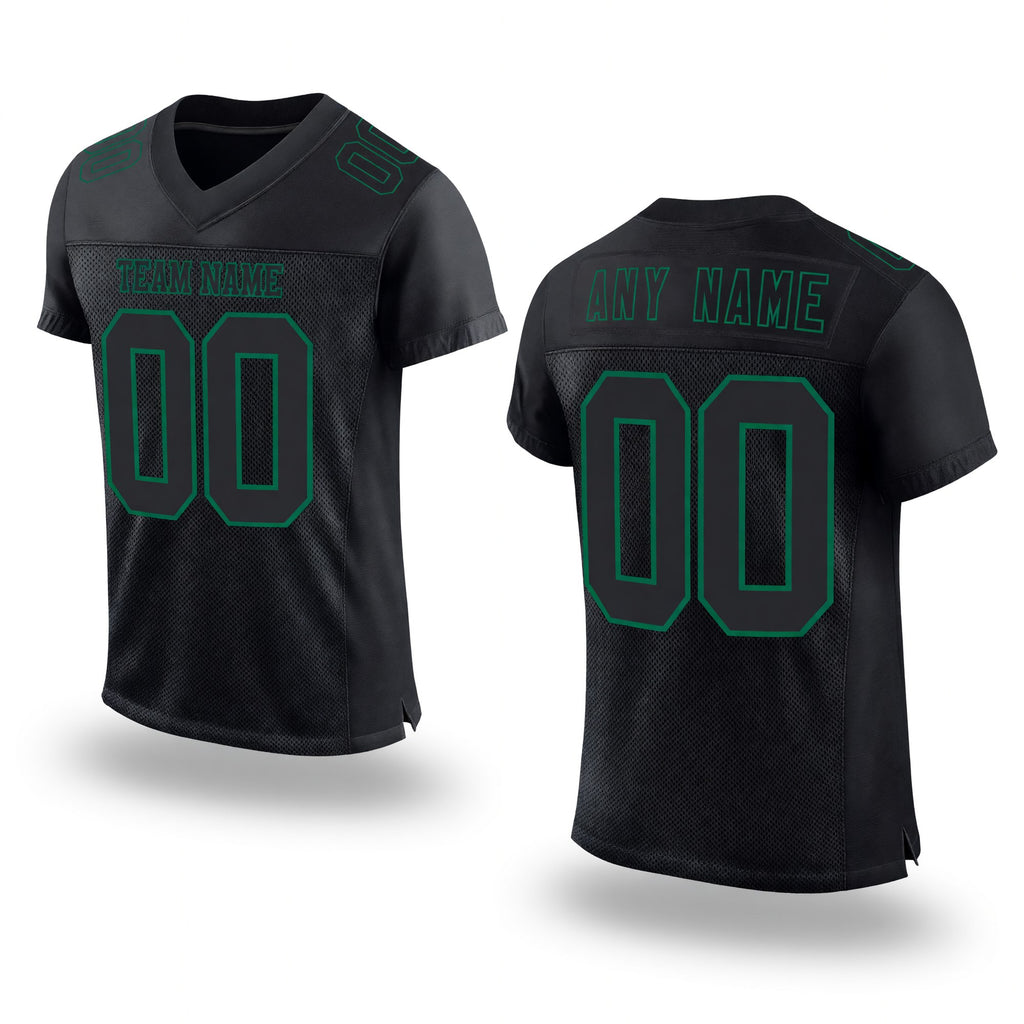 Custom Black Kelly Green Mesh Authentic Football Jersey