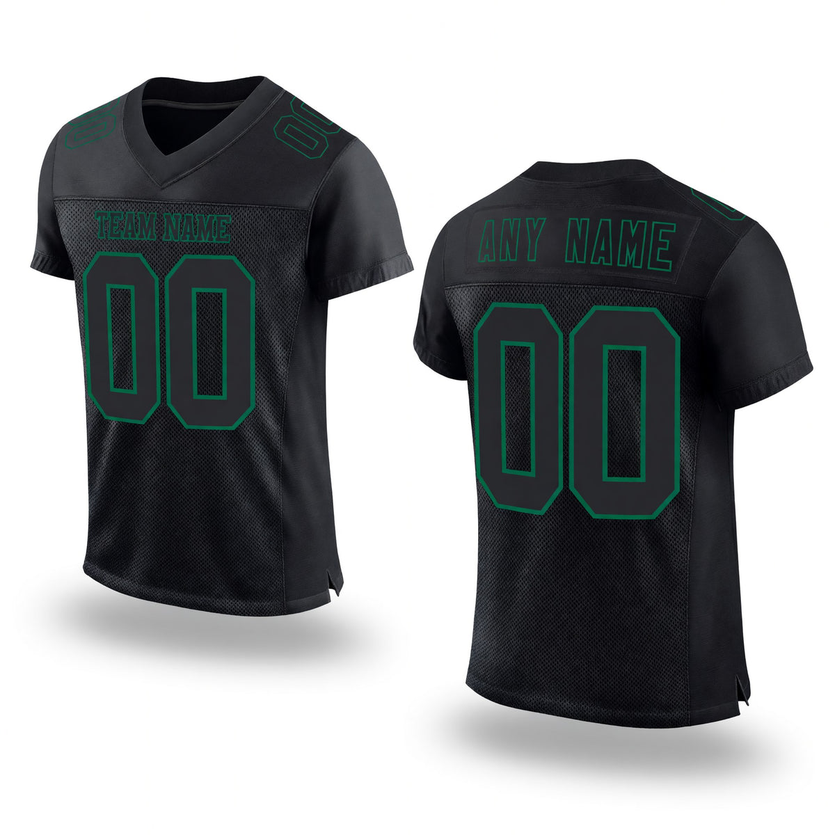 Custom Black Kelly Green Mesh Authentic Football Jersey