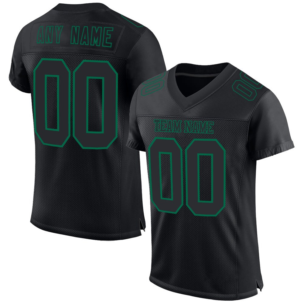 Custom Black Kelly Green Mesh Authentic Football Jersey photo 1