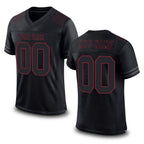 Custom Black Burgundy Mesh Authentic Football Jersey