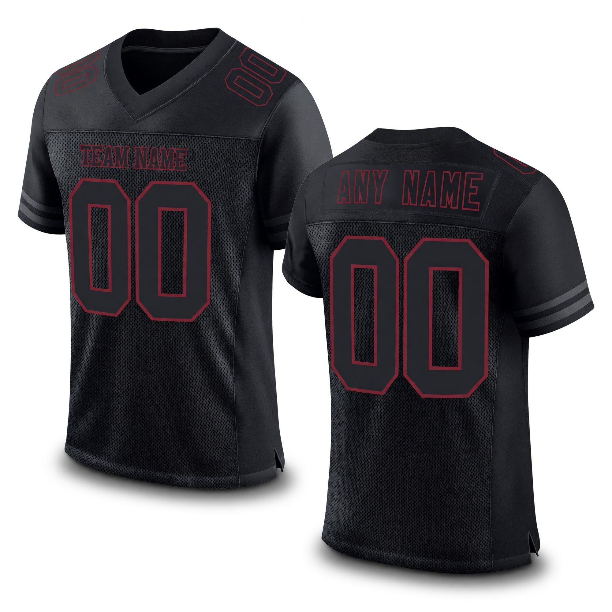Custom Black Burgundy Mesh Authentic Football Jersey