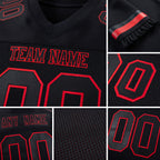Custom Black Burgundy Mesh Authentic Football Jersey detail