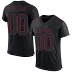Custom Black Burgundy Mesh Authentic Football Jersey photo 1