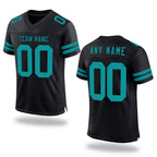 Custom Black Teal Mesh Authentic Football Jersey