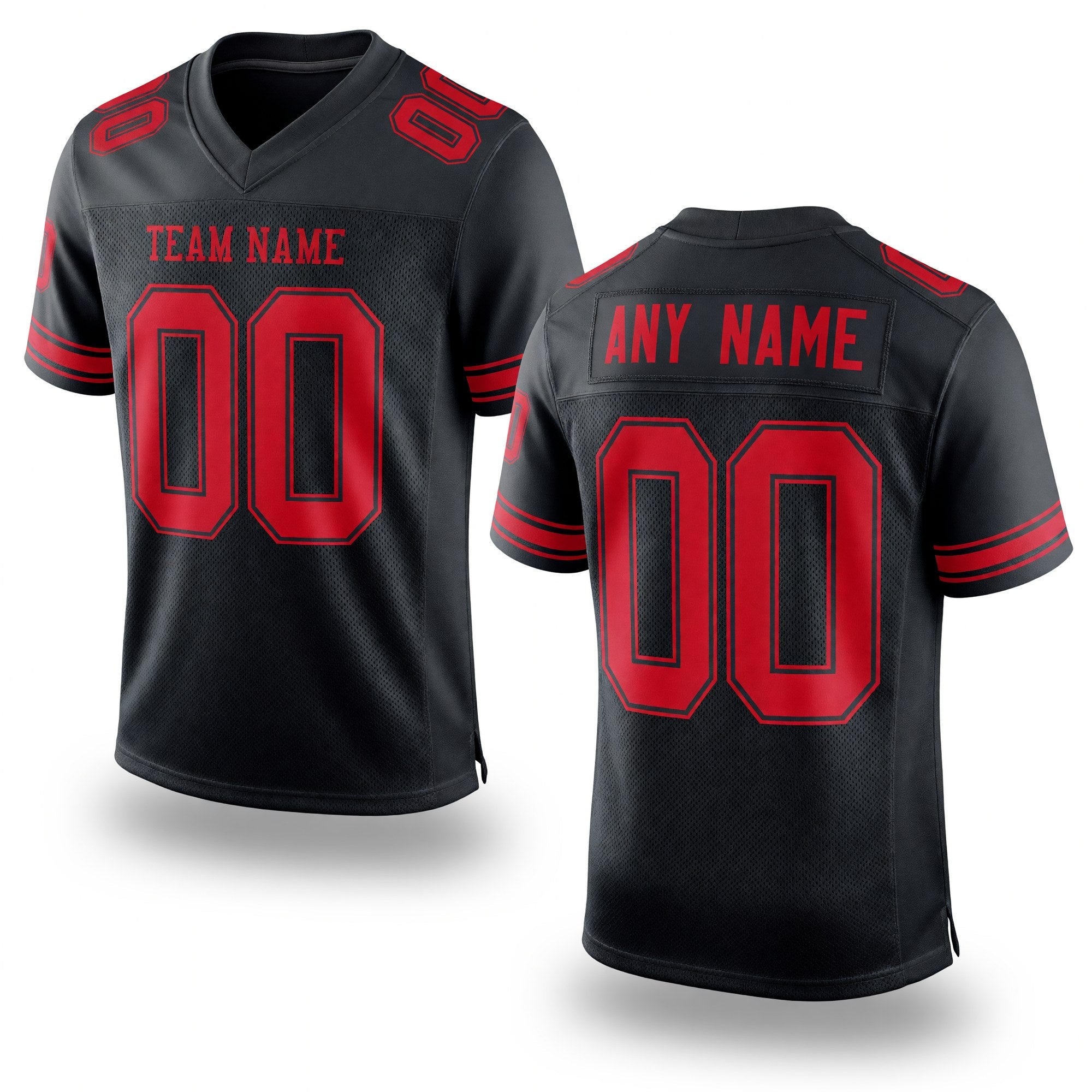 Custom Black Red Mesh Authentic Football Jersey