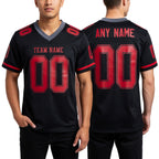 Custom Black Crimson Mesh Authentic Football Jersey worn front and back