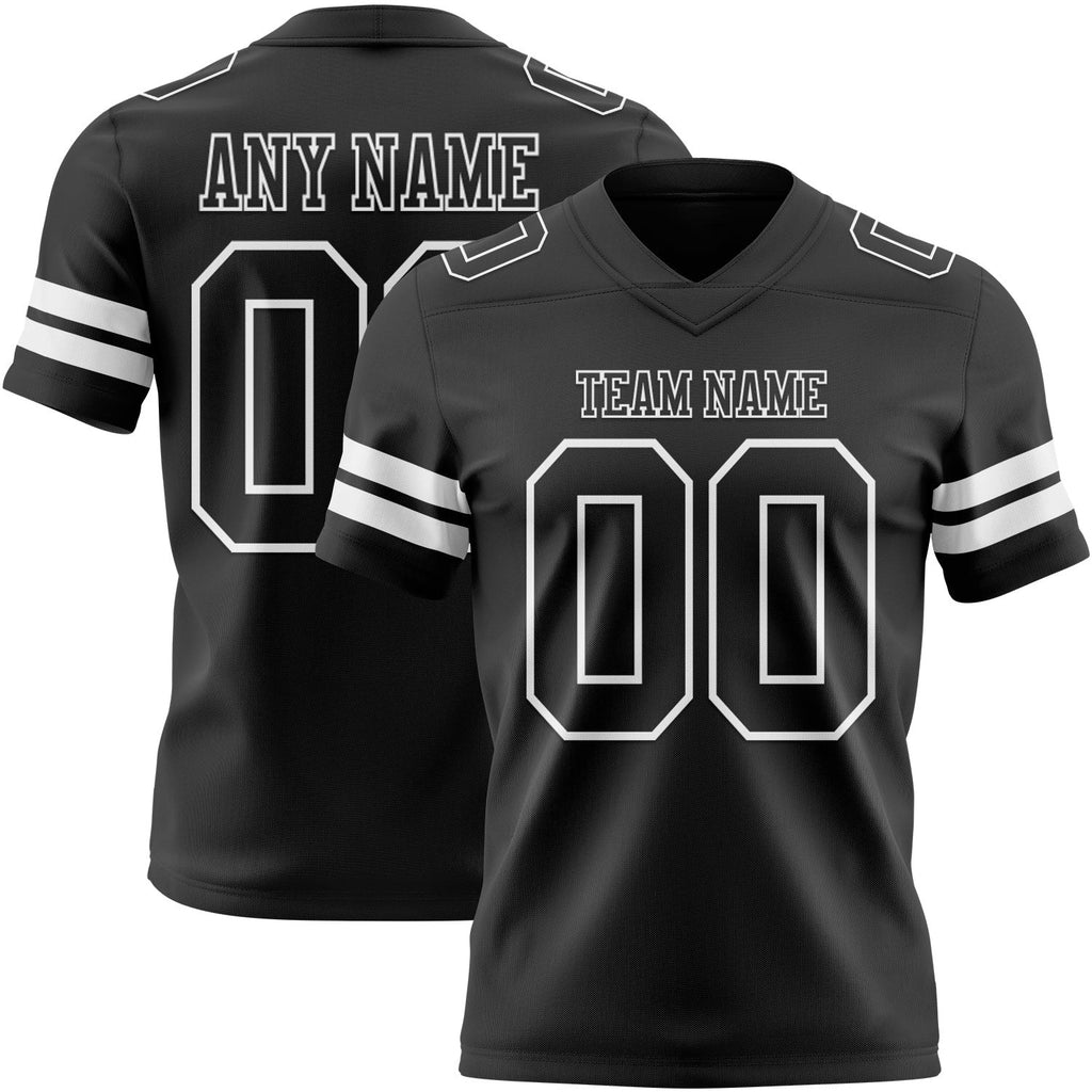 Custom Black White Authentic Football Jersey photo 1