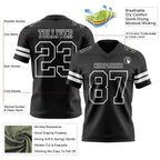 Custom Black White Authentic Football Jersey photo 3