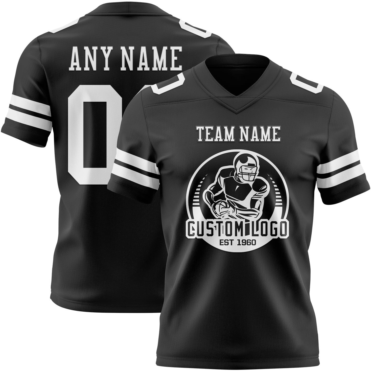 Custom Black White Authentic Football Jersey photo 2