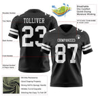 Custom Black White Authentic Football Jersey photo 3