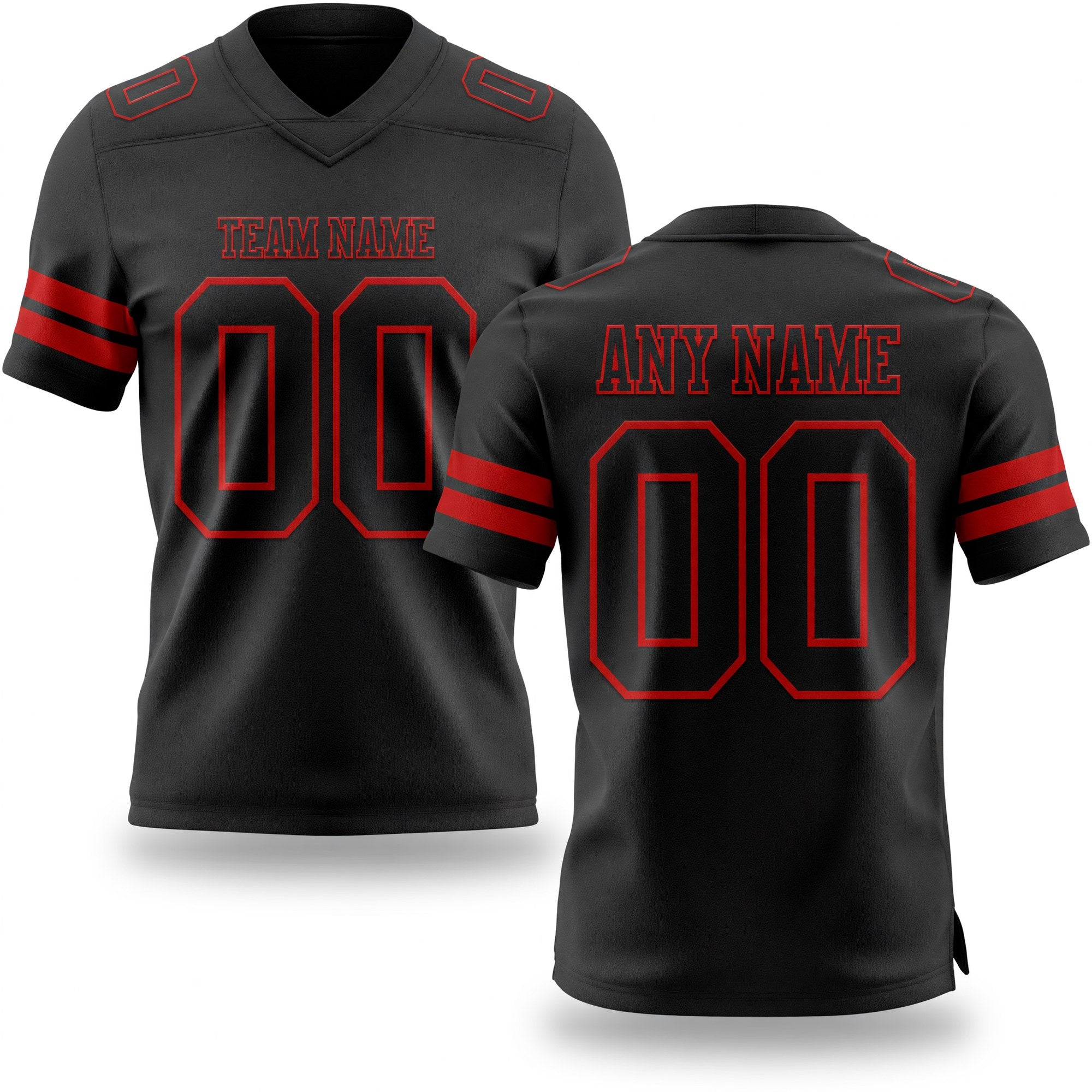 Custom Black Red Authentic Football Jersey