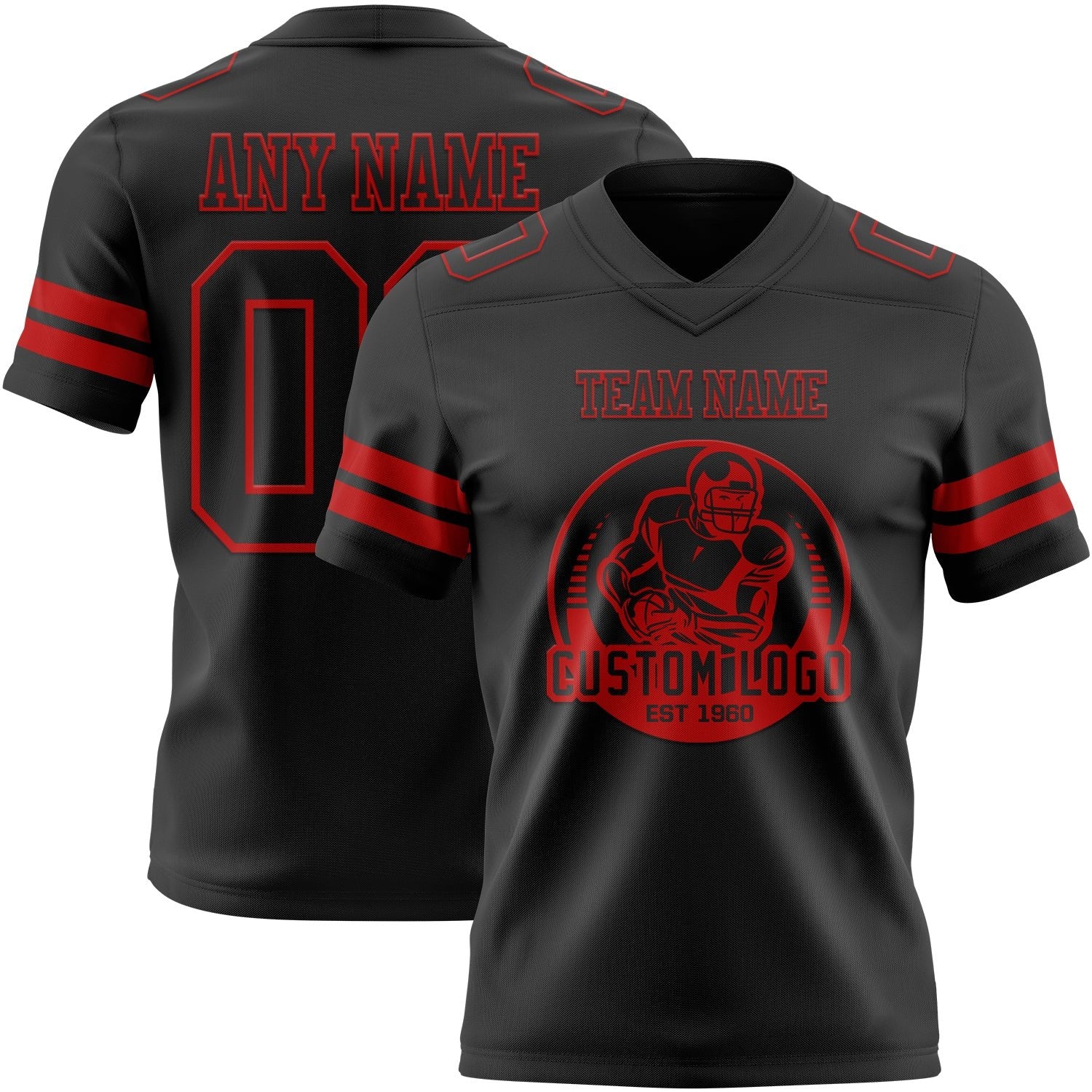 Custom Black Red Authentic Football Jersey photo 2