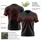 Custom Black Red Authentic Football Jersey photo 3