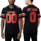 Custom Black Red-Old Gold Authentic Football Jersey worn front and back