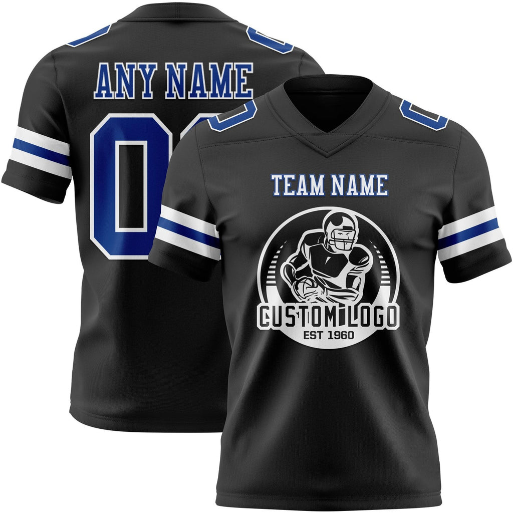 Custom Black Royal-White Authentic Football Jersey photo 2