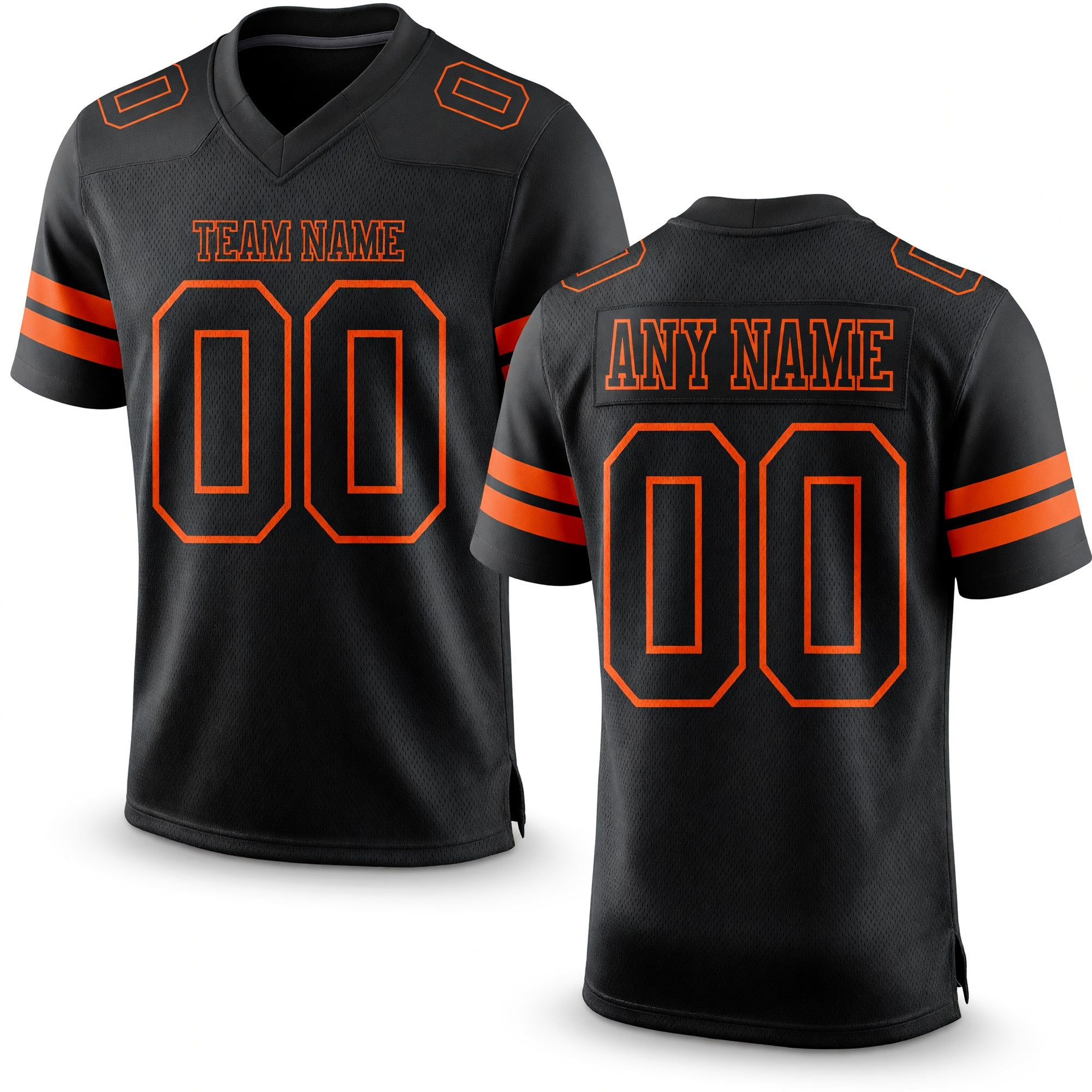 Custom Black Orange Authentic Football Jersey