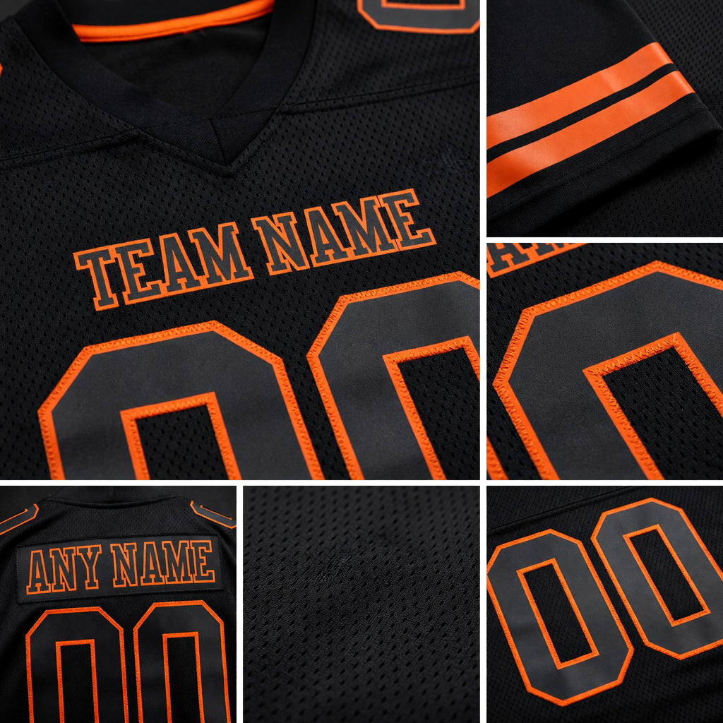 Custom Black Orange Authentic Football Jersey detail