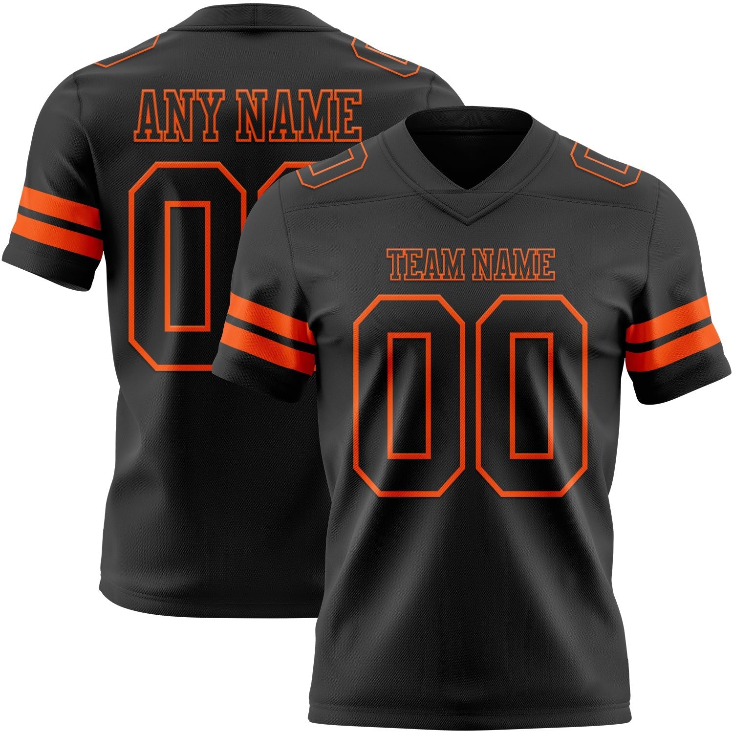 Custom Black Orange Authentic Football Jersey photo 1