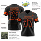 Custom Black Orange Authentic Football Jersey photo 3