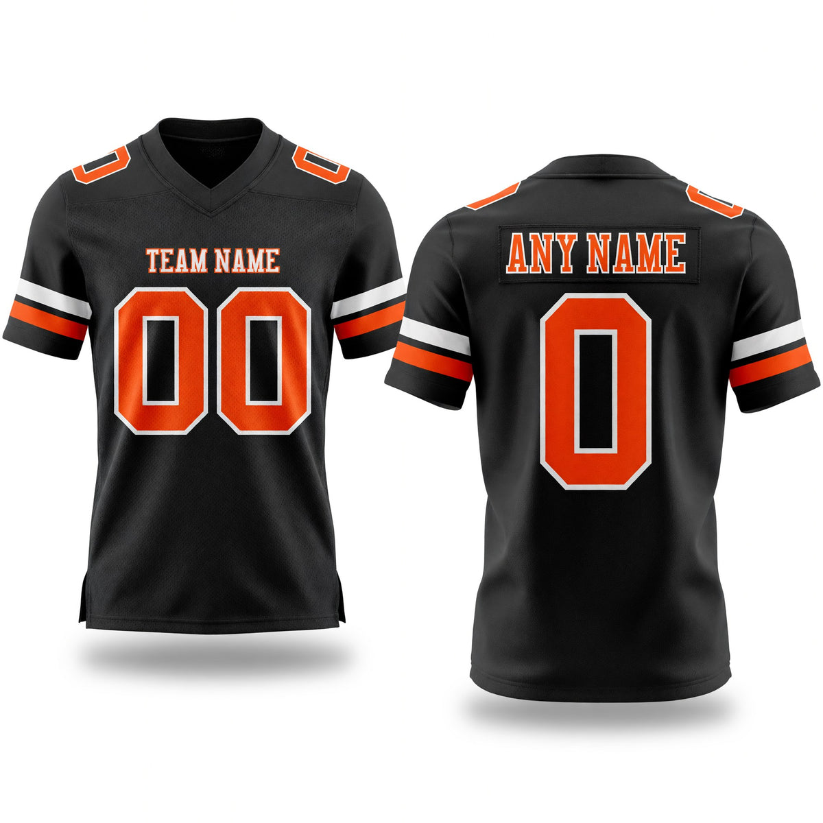 Custom Black Orange-White Authentic Football Jersey