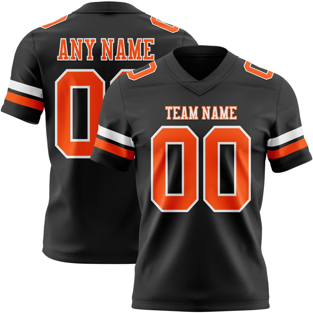 Custom Black Orange-White Authentic Football Jersey photo 1