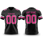 Custom Black Pink-White Authentic Football Jersey